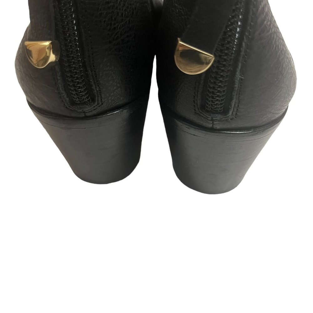 Diane Von Furstenberg Back Zip Block Heel Ankle Boots Leather Black Size US 8.5M - Picture 6 of 10